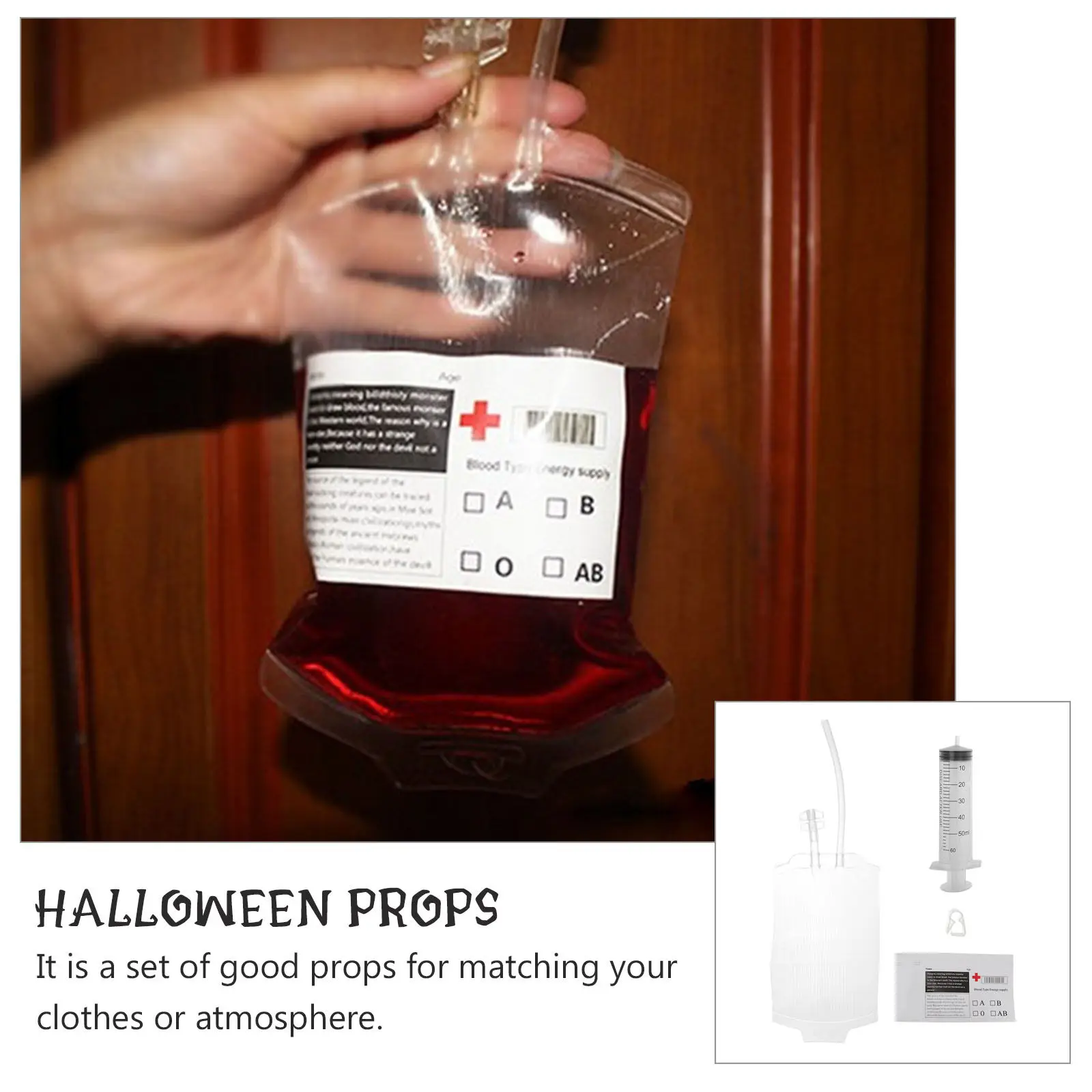 12Pcs Blood Bags for Halloween Party Vampire Drink Bags Festival Props with Syringes