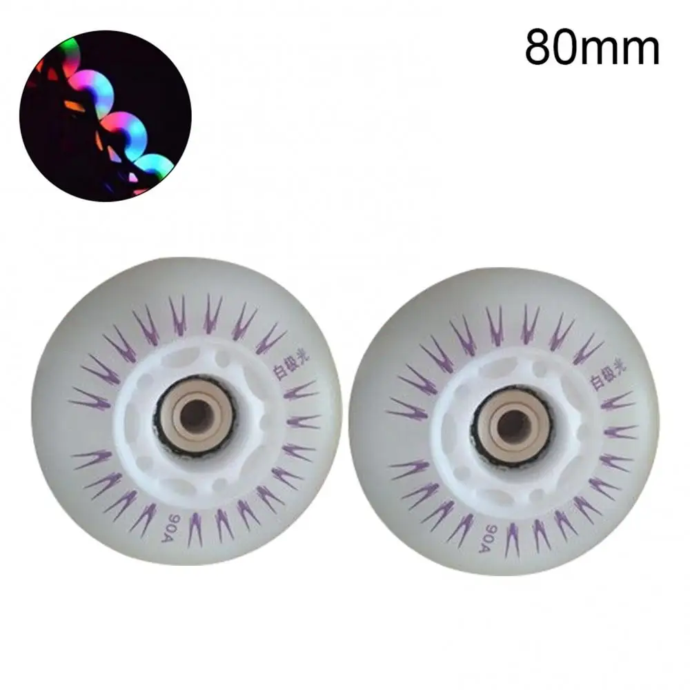 2Pcs 80/76/72mm Flash Inline Skate Wheels TPR In-line Speed Skate Skating LED Light Flashing Roller Wheels Sports Accessories