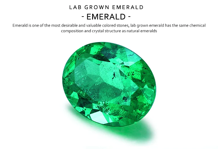 Zhanhao Jewelry New Material Oval Cut Vivid VVS Clarity Green Lab Grown Russian Material Columbian Emerald Rough