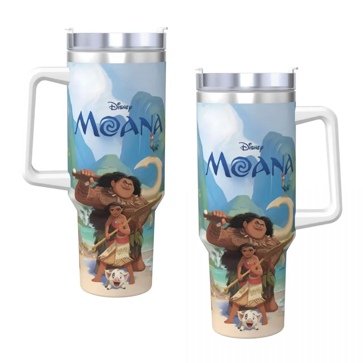 Movie Moana Maui Friendship  Stainless Steel Travel Car Mugs Large Capacity Thermal Cup Leakproof Cold Hot Milk Tea Water Bottle