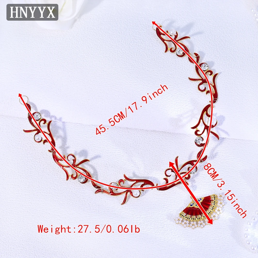 HNYYX Vintage Pearls Alloy Headband Fan-shaped Forehead Accessory Wedding Hair Accessories Bridesmaid Bridal Hair Jewelry A381