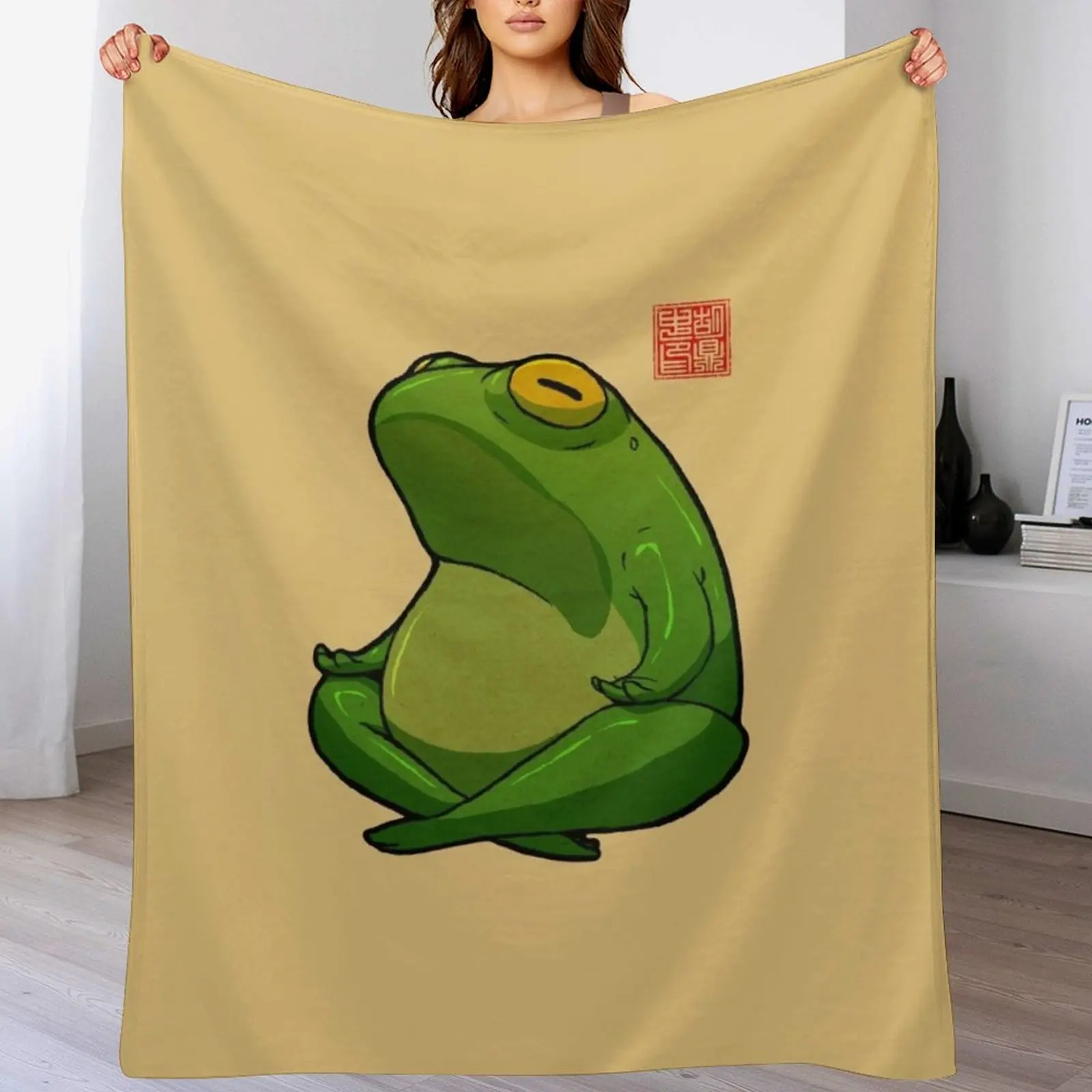 

Yoga Frog Cross Legged Pose Throw Blanket