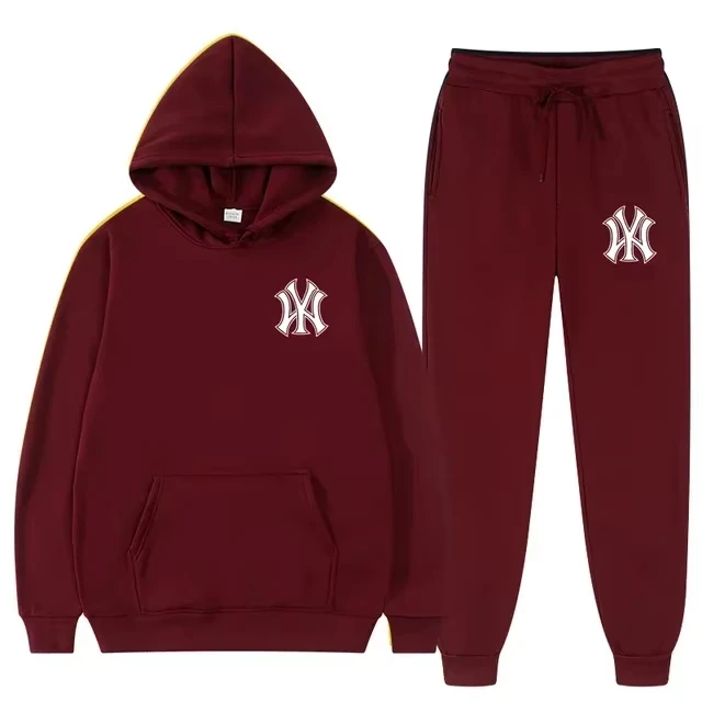 Conjunto de 2 Piezas de Chándal con Capucha de Forro Polar Estampado 2025 para Mujer, Conjunto Casual Urbano a Juego