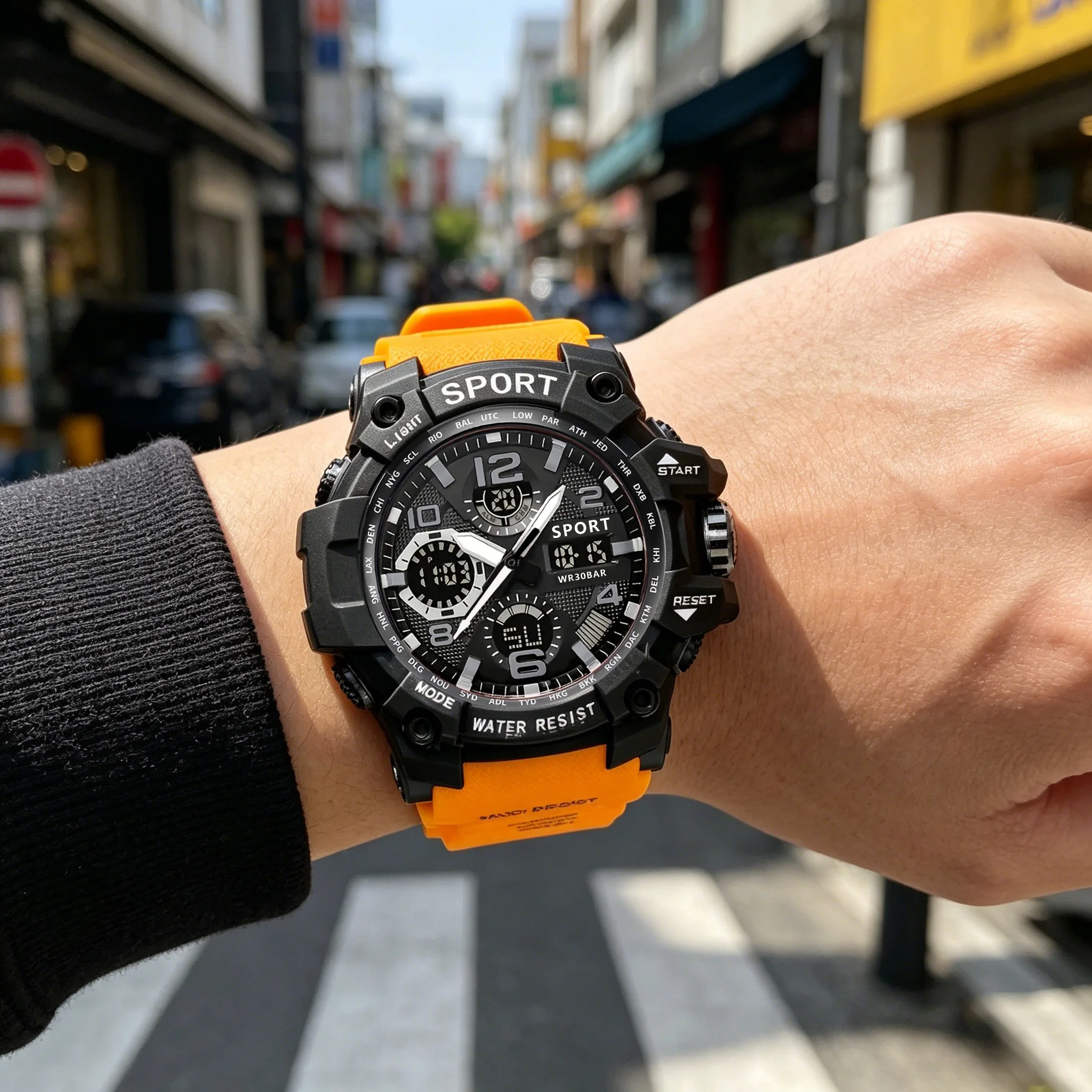 Fashionable Men's Large Dial Watch, Multifunctional Sports Electronic Watch for Middle and High School Students