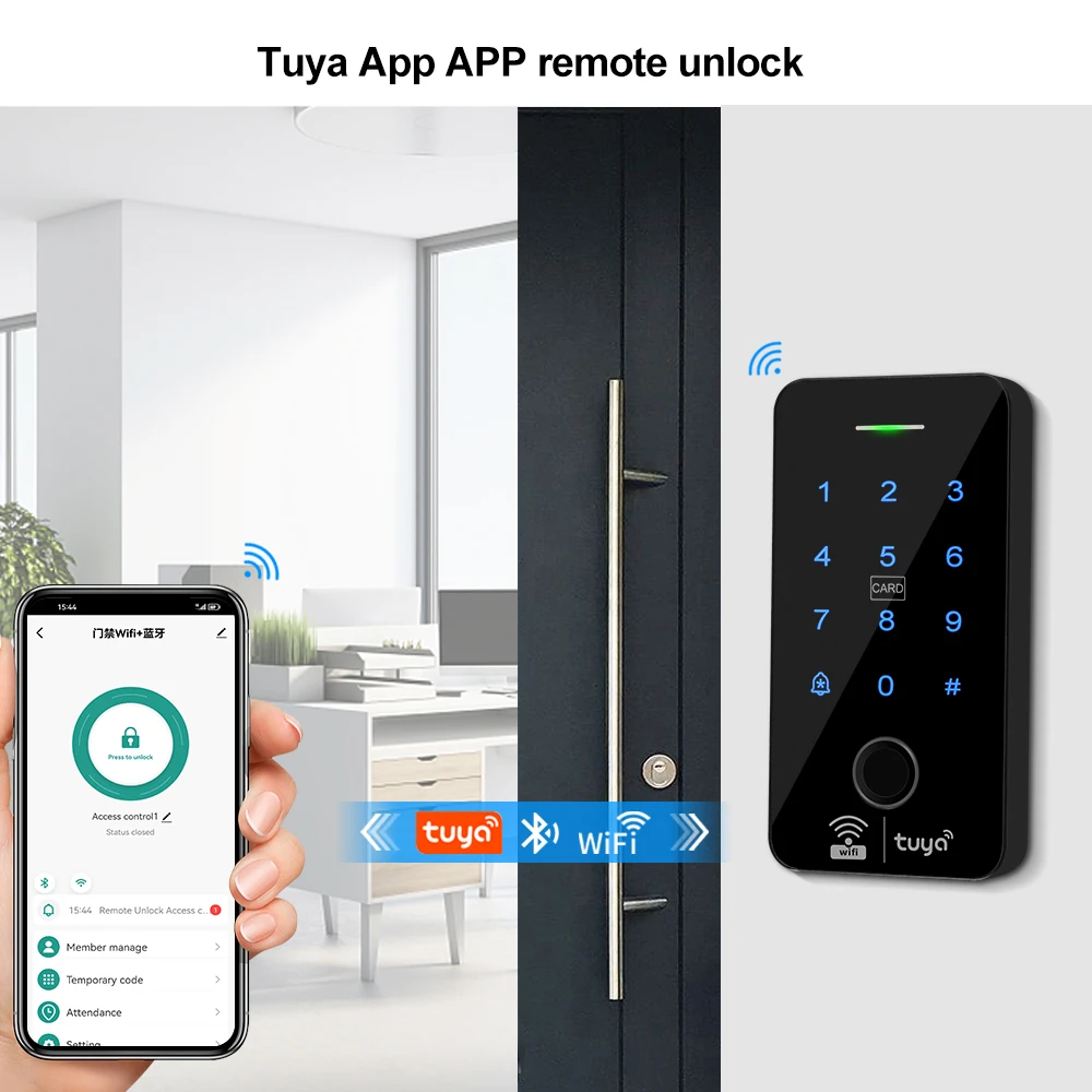 Wifi Tuya Door Access Control System Kit RFID Fingerprint Keypad Bluetooth APP Smart Electric Magnetic Strike Locks Waterproof