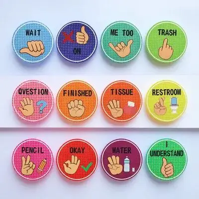 Gesture Poster Boho Klassenzimmer Hand Signale Aufkleber Asl Karten Wissenschaft Dekor Flash Grundschule