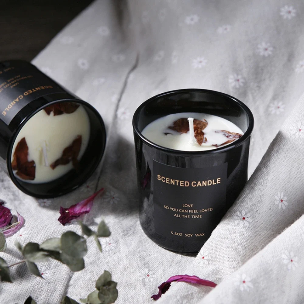 Luxury Glass Candle Jar Black White Glass Candle Holders for Weddings Cylinder Glass Scented Candles Container Tea Cup Supplies