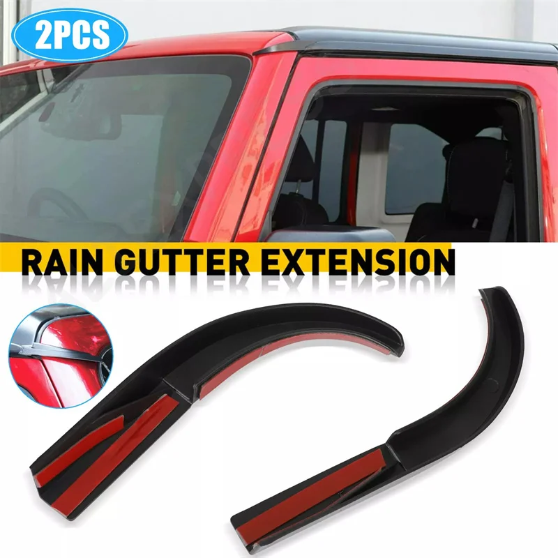 

New1Pair Car Rain Gutter Extensions Roof Water Guard Diversion Channel Slot For Wrangler JK JKU 2007-2018 External Accessory