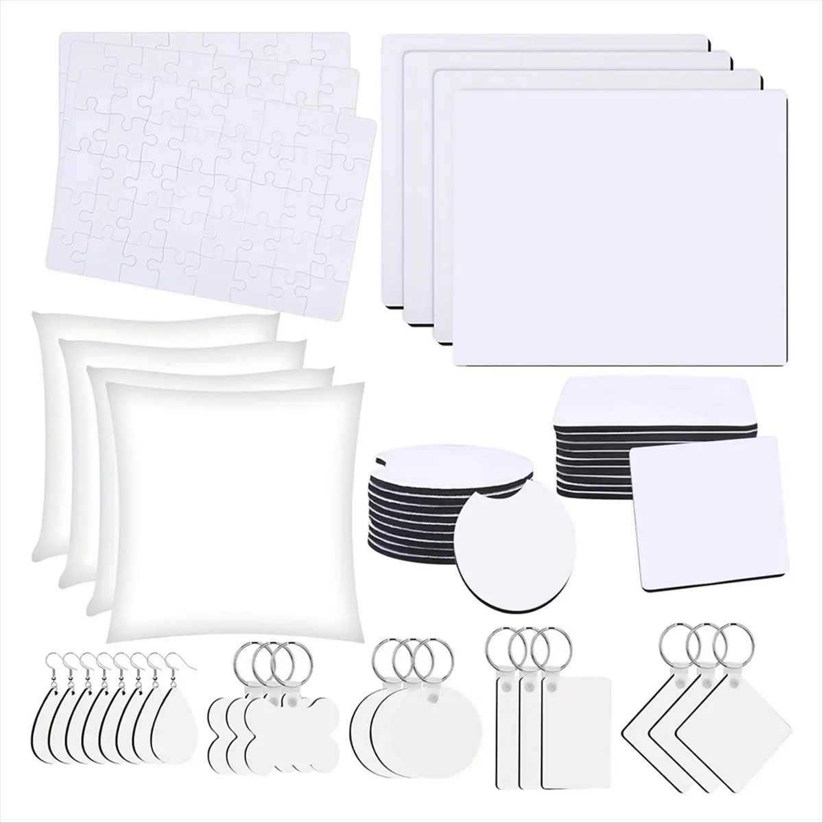 [N84R] 82PCS Sublimation Blanks Products Set, Christmas Craft Sublimation Kit DIY Heat Printing Pattern Craft