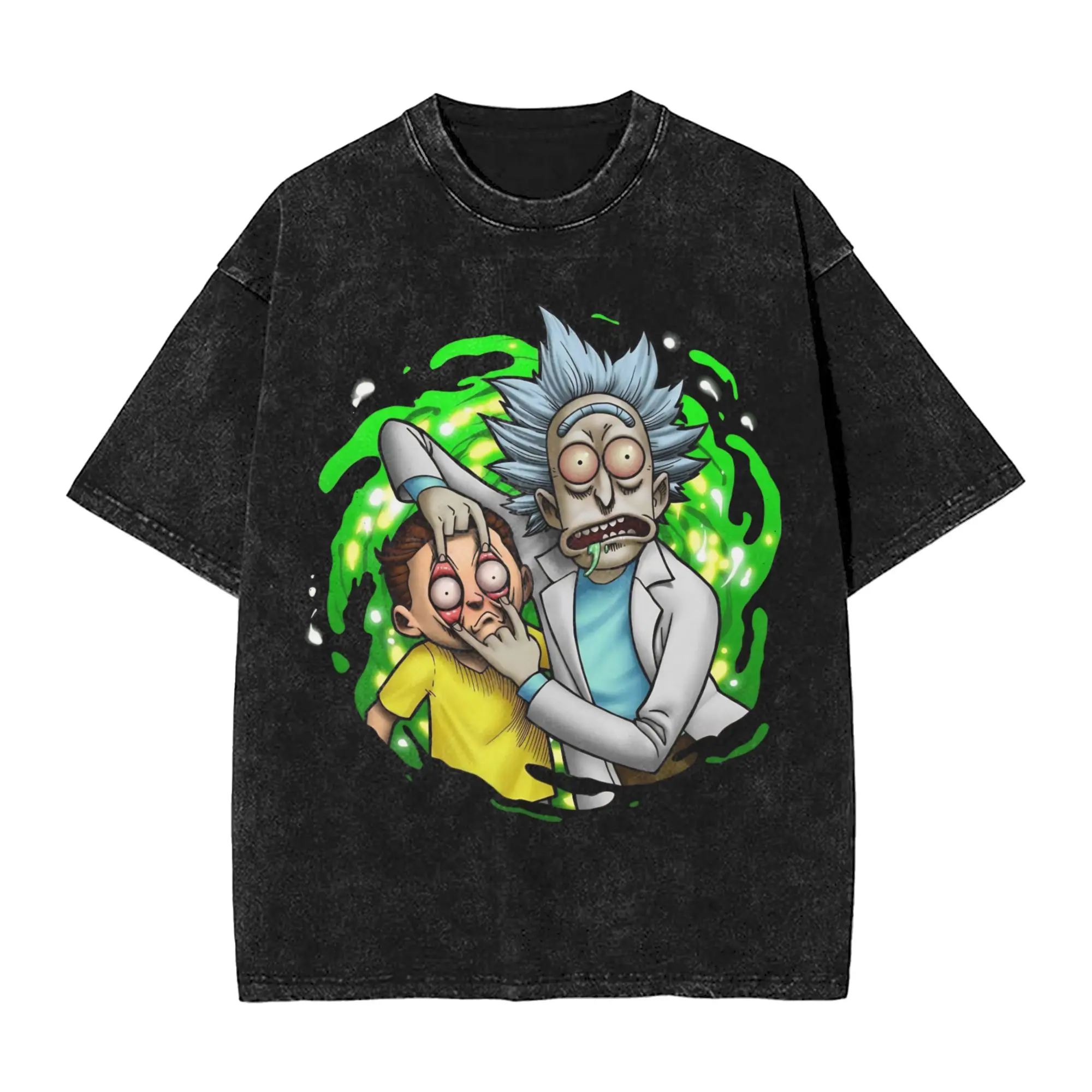 R-Rick and M-Morty Look at This Thing Vintage Washed T Shirt Pure Cotton Vintage T-Shirts Crew Neck  Tees Clothing Party