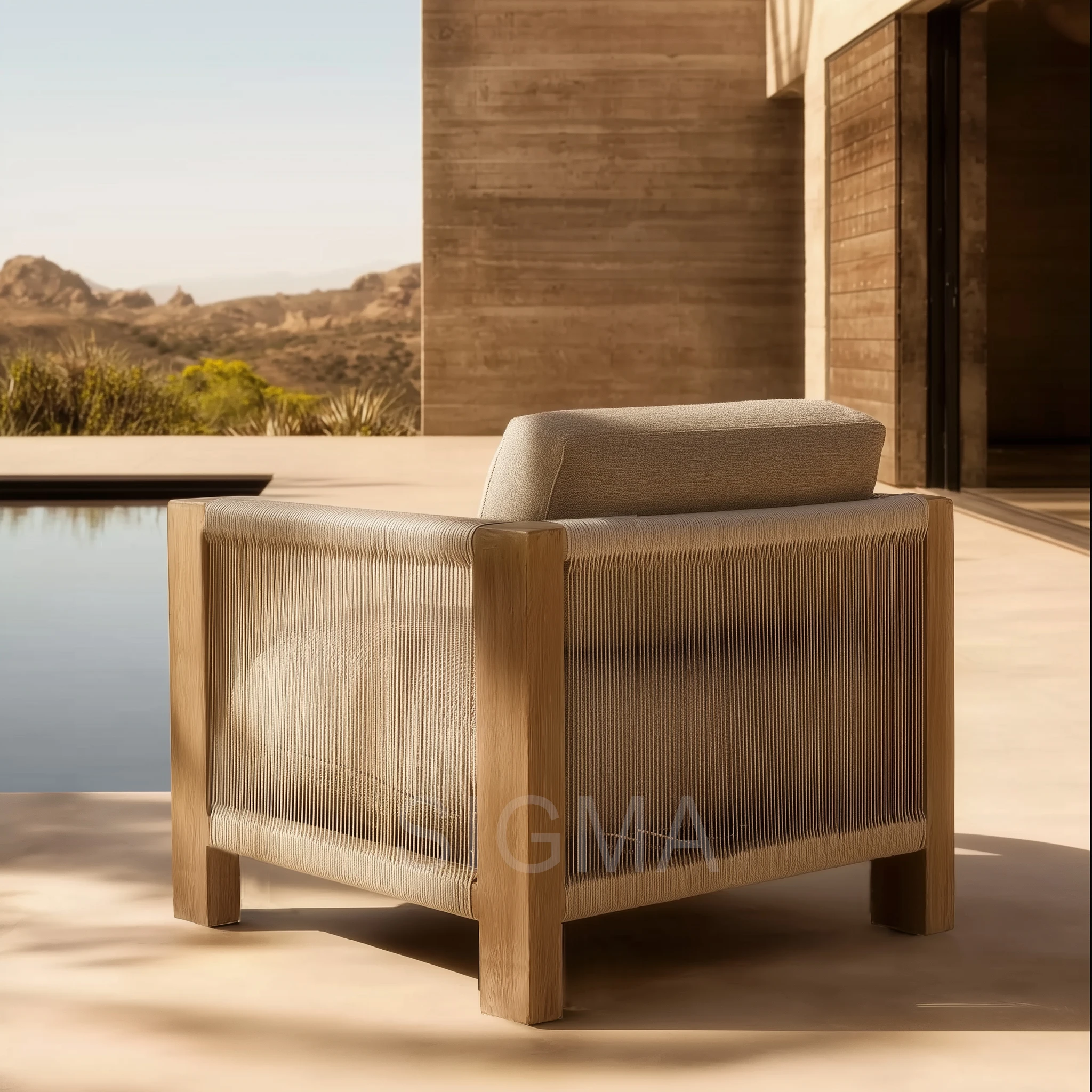 High Quality Handwoven Teak Rope Sofa Artisanal Weave Luxury Villa Terraces