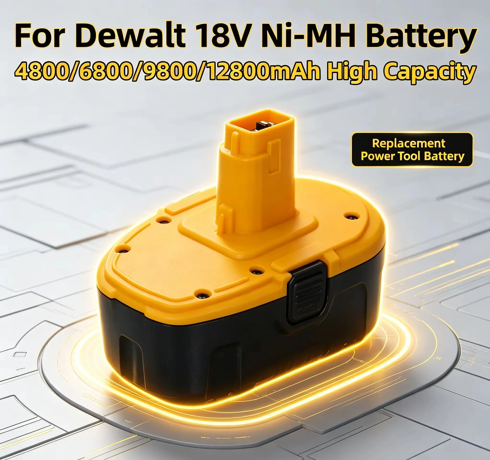 Compatible for Dewalt 12800mAh 18V Ni-MH Power Tool Battery DC9096 DE9039 DE9095 DW9098 DE9503 DW9096 High-Quality Replacement