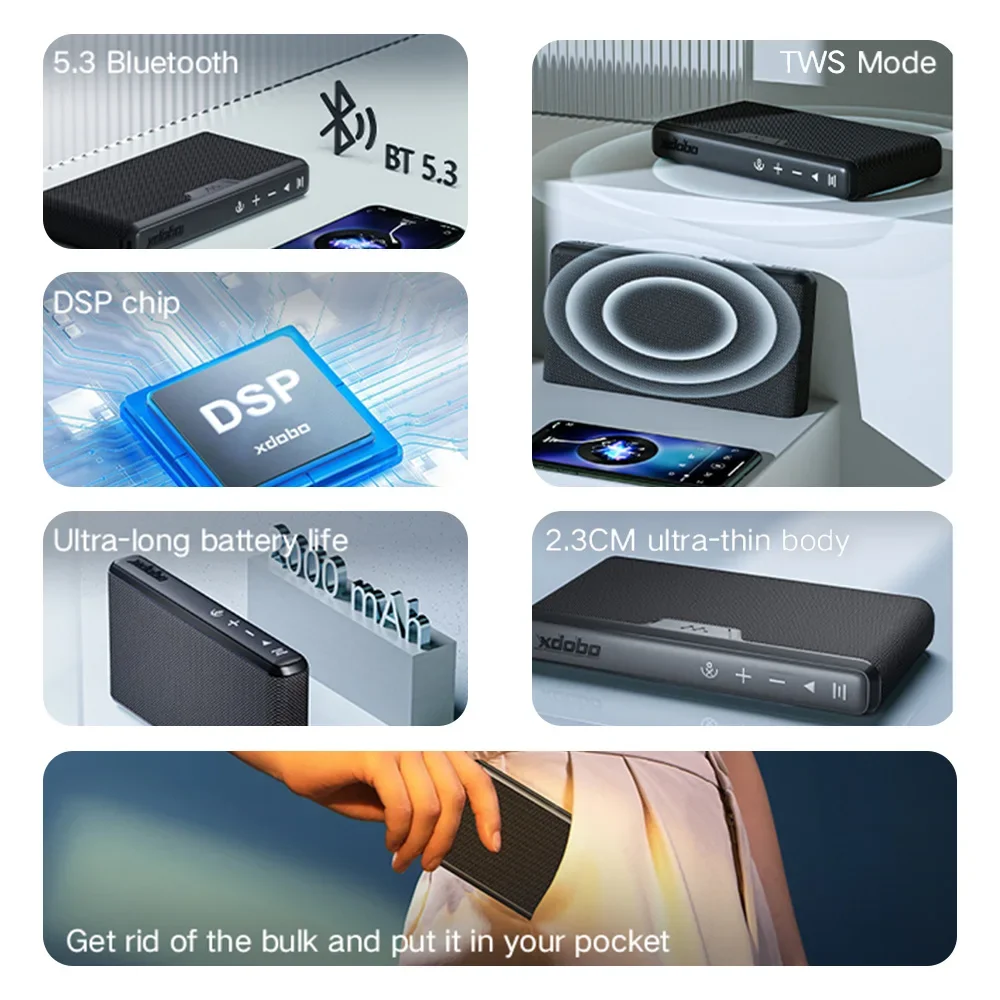 Xdobo X8 Air 25 وات محمول 5.3 مكبرات صوت متوافقة مع البلوتوث 2000 مللي أمبير في الساعة صندوق صوت جهير لاسلكي مقاوم للماء TWS Boombox #3