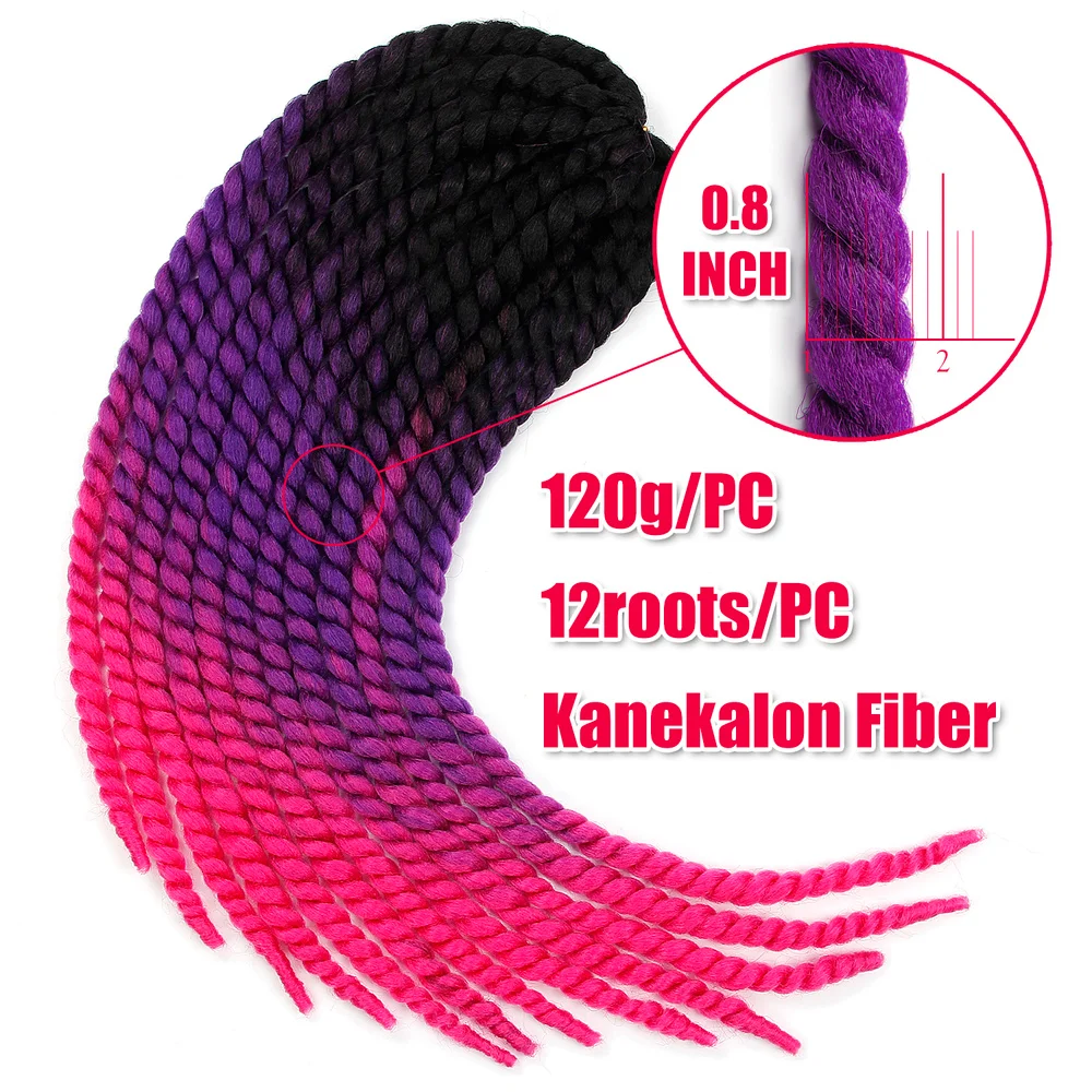 Mambo Twist Crochet Kepang 22 Inci Warna Ombre Sintetis Mengepang Rambut Ekstensi Kepang Rambut Pirang Merah