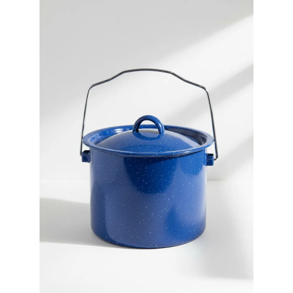 

2 Quart Enamel Camping Cook Pot, Lightweight Outdoor Cooking Pot for Hiking & Picnics