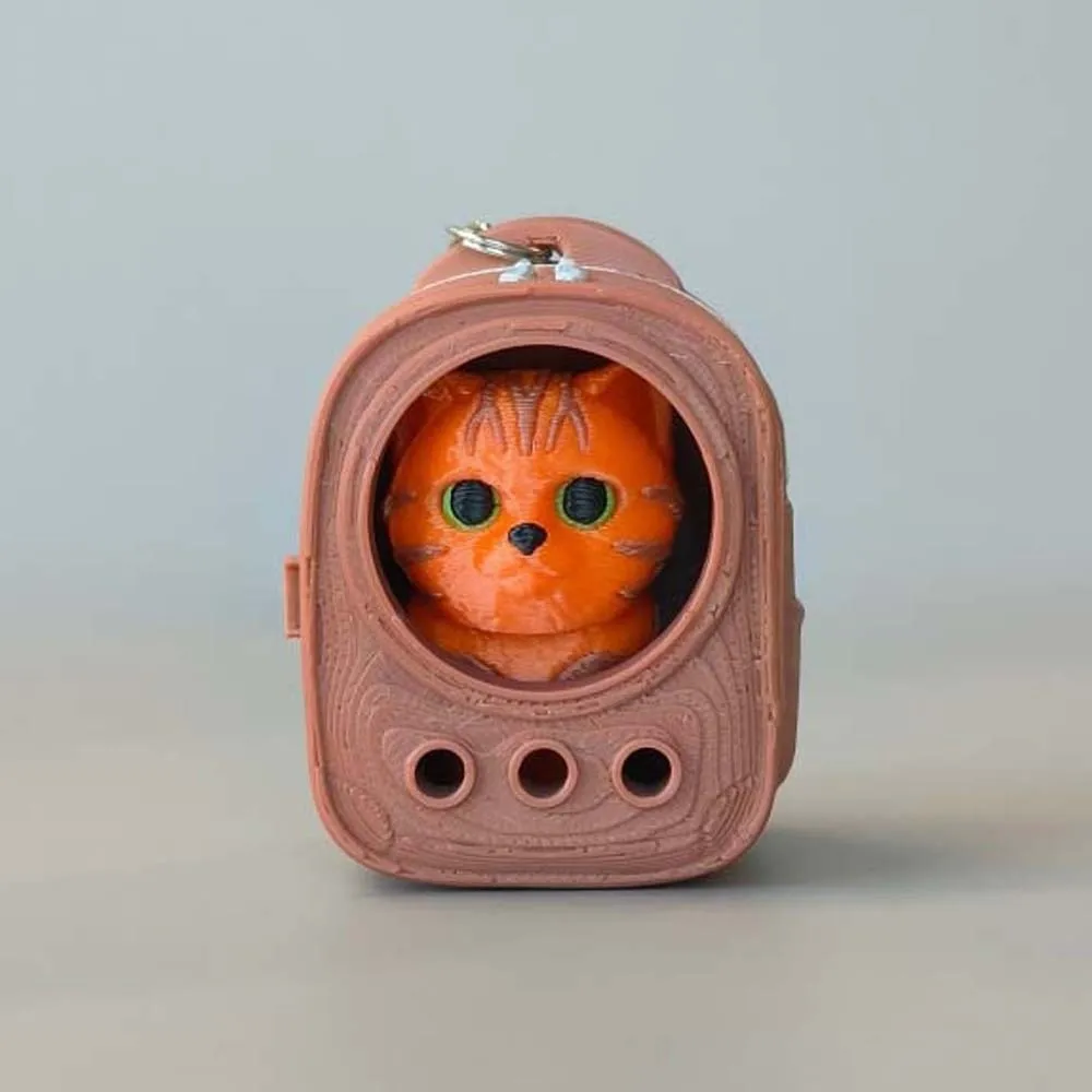 PLA 3D Printed Keychain Vibrant Shades Lightweight Build Trendy Bag Charm Vivid Rigid Shell Micro Kitten Bag Cat Lovers