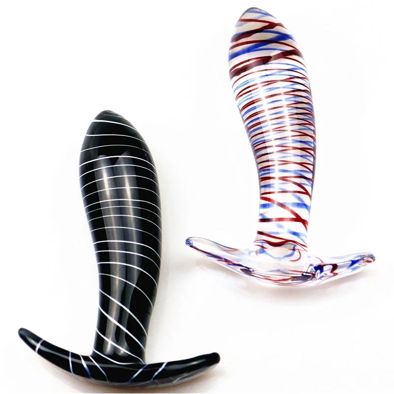 12X4cm New Transparent Glass Striped Non-Standard Shape Butt Plug Discreet Wear Orgasm Couple Sex BDSM