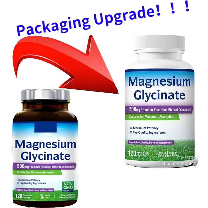 

2 Bottle Magnesium Glycine Capsule Promotes Muscle and Nerve Health Support Cardiovascular Function Health Food