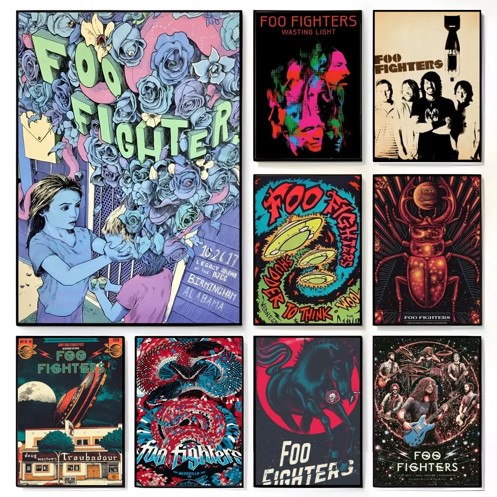 Póster de la banda de rock americana Foo Fighters, mural de película americana, decoración de pared para habitación infantil, impresión
