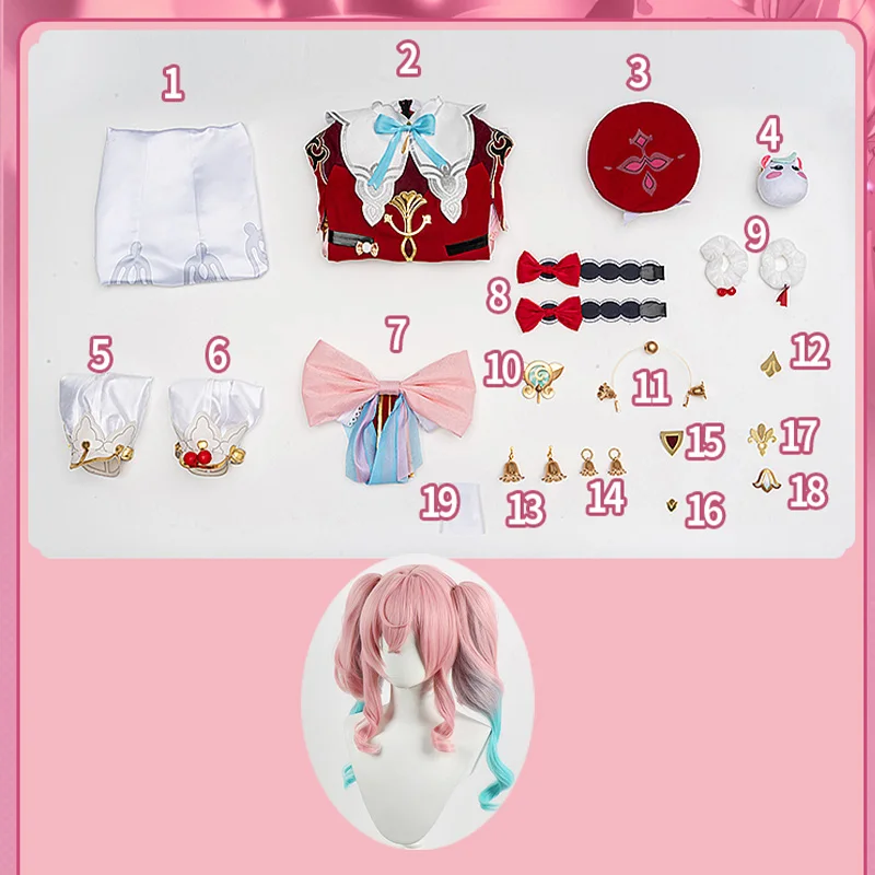 Costume cosplay Honkai Star Rail Hyacine per donna Una gonna Lolita, parrucca, cappello, copricapo Accessori campana per uniformi di Halloween