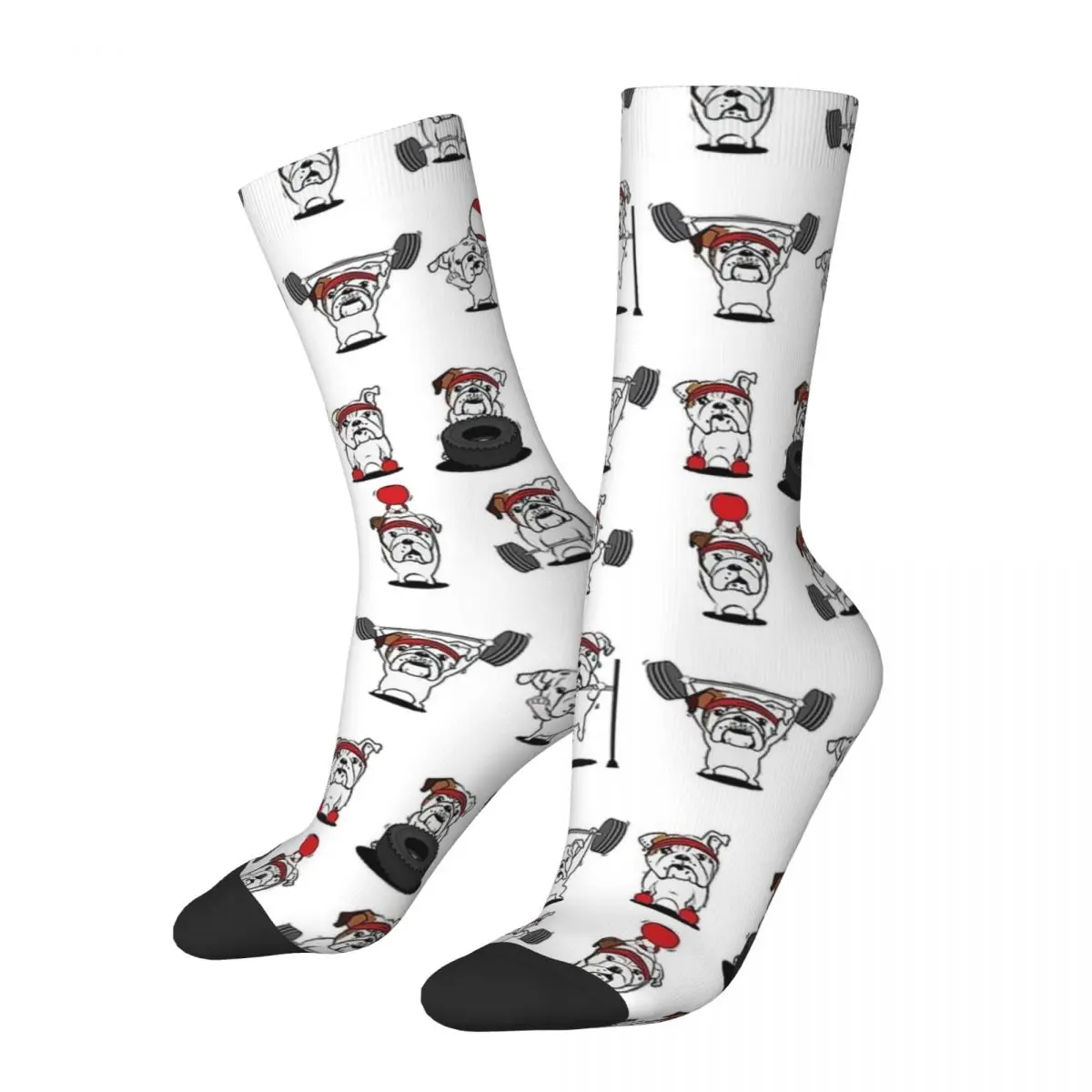 The Snatch Weightlifting French Bulldog Socks Dog Gothic Stockings Couple Soft Breathable Socks Autumn Pattern Anti Skid Socks