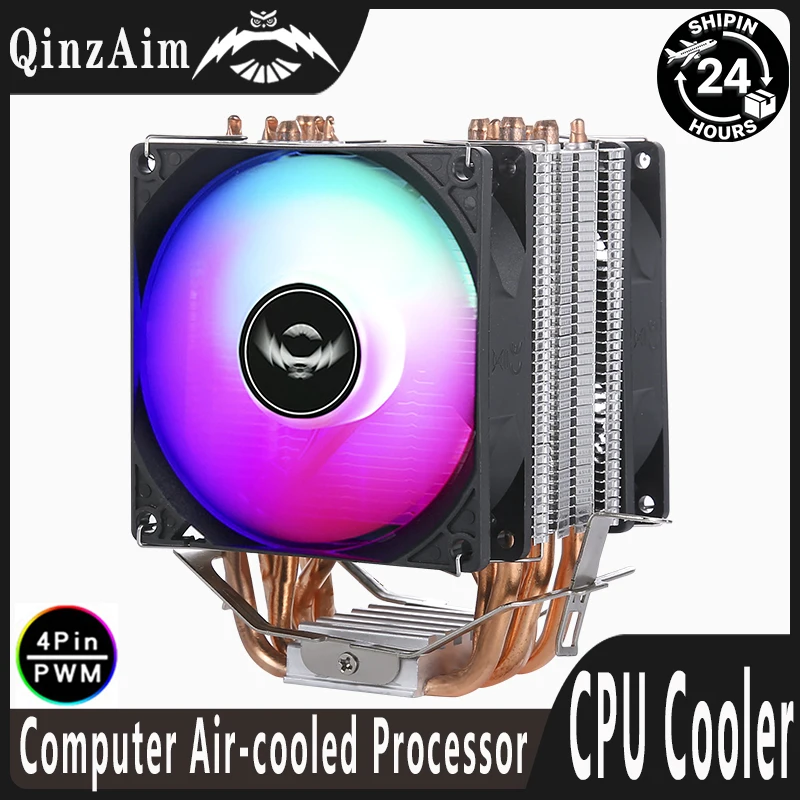 QiuzAim CPU Fan Efficient Cooler Processor 6 Heat Pipe Radiator Air-cooling install LGA1200 1700 115x 1851 AM4 AM5 2011 X79 X99