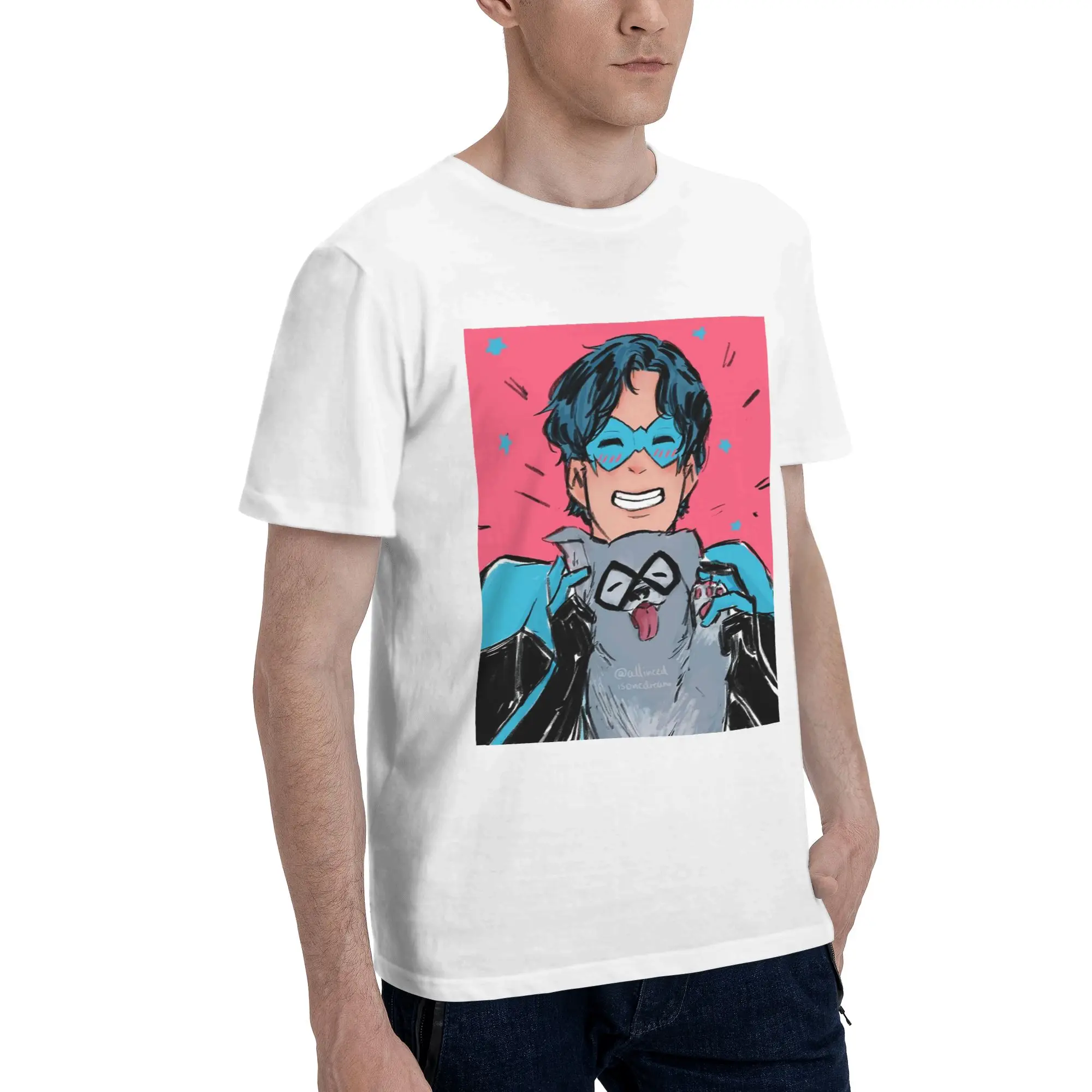 

Мужская футболка Nightwing and Bitewing Ico, футболки больших размеров, мужские хлопковые футболки с круглым вырезом, короткие летние мужские