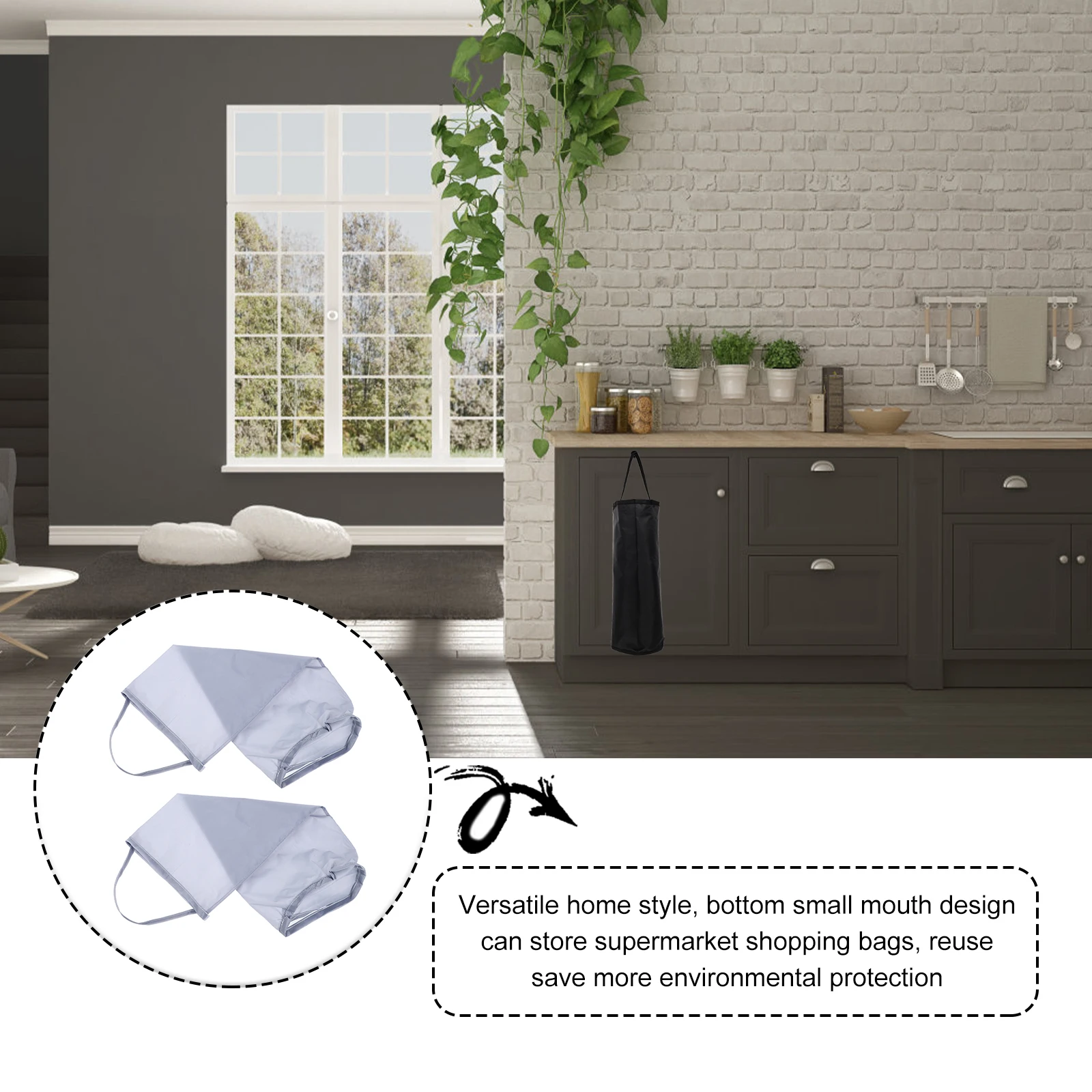 

2pcs Premium Fabric Garbage Bag Holder Reusable Sturdy ganizer for Kitchen Storage Wall Mounted Hanging Trash Bags ganizers