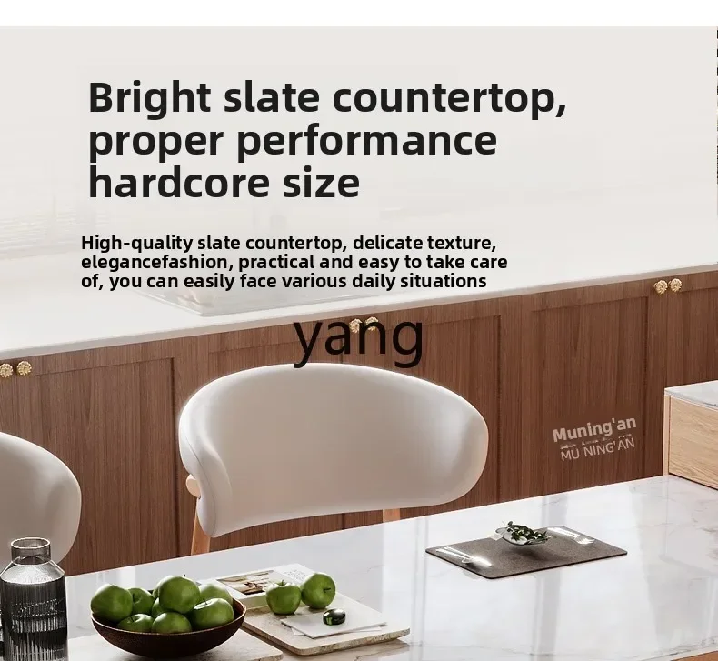 LTT Solid Wood Island Household Retractable Small Unit Dining Side Bar Cabinet Rock Slate Dining Table and Chairs