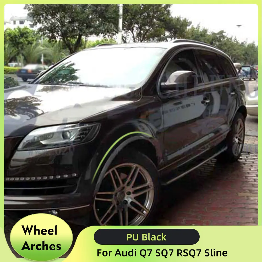 PU Black Car Wheel Arch Eyebrow Stripe for Audi Q7 SQ7 RSQ7 Sline 2006-2015 Side Fender Mudguard Spoiler Car Wheel Modling Trims