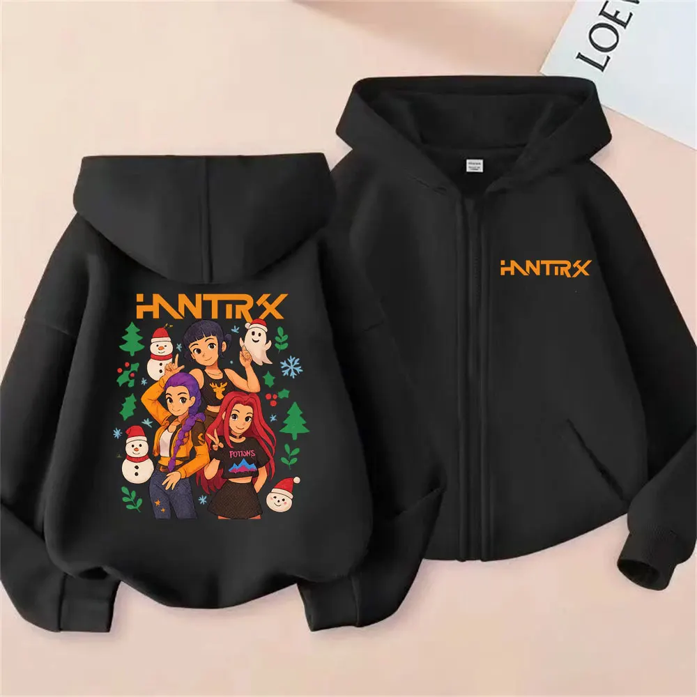 

Kpop Demon Hunters Zipper Hoodie Rumi Mira Zoey Graphic Zip Up Jacket Men Women Christmas Halloween Coat Male Fashion Streetwear