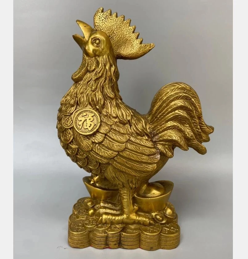 

China brass seiko Ingots blessing chicken crafts statue