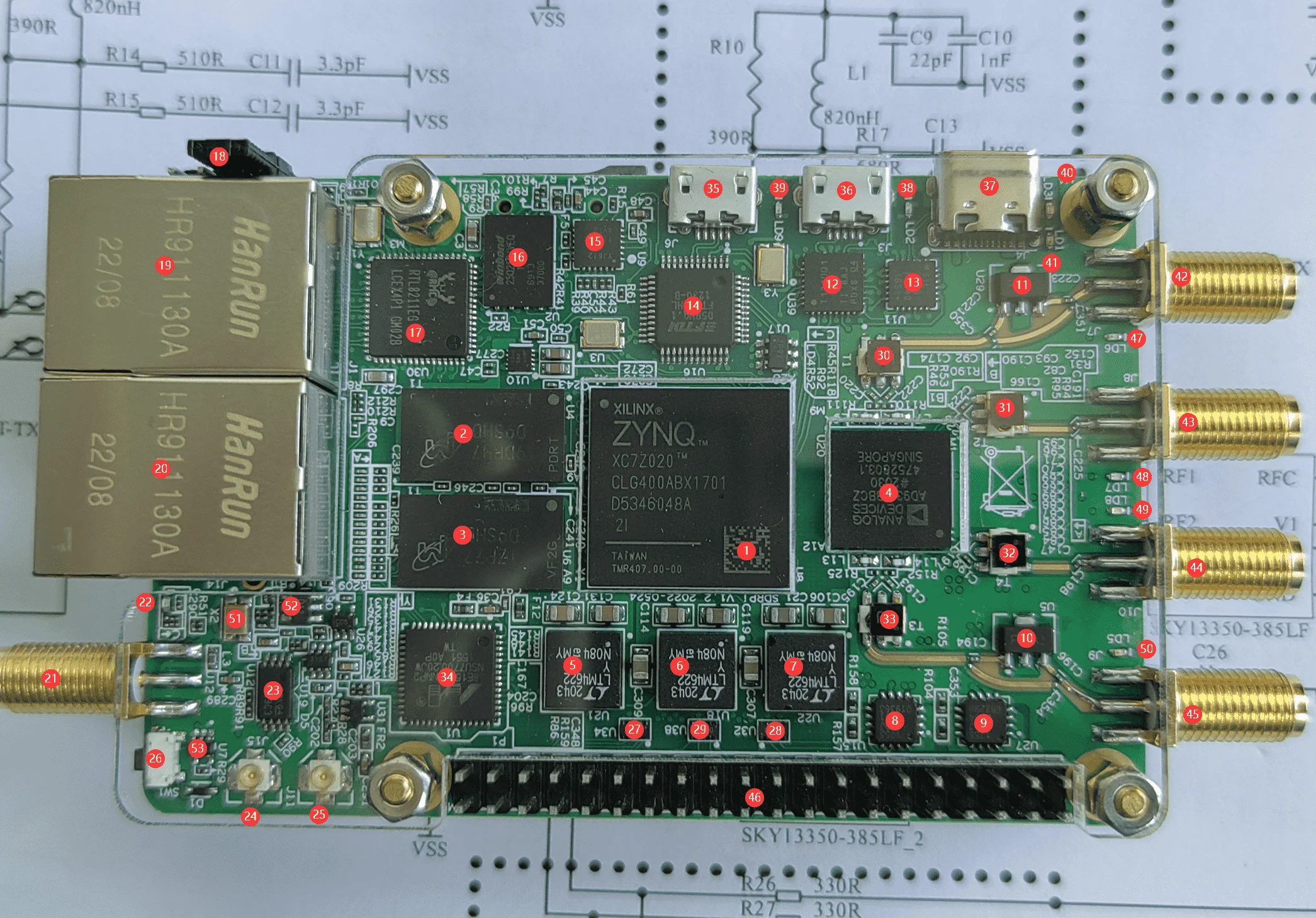 Sdrpi 70m-6ghz Software Define Radio Development Platform Zynq + Ad9361 Openwifi Development Board With Black Aluminum