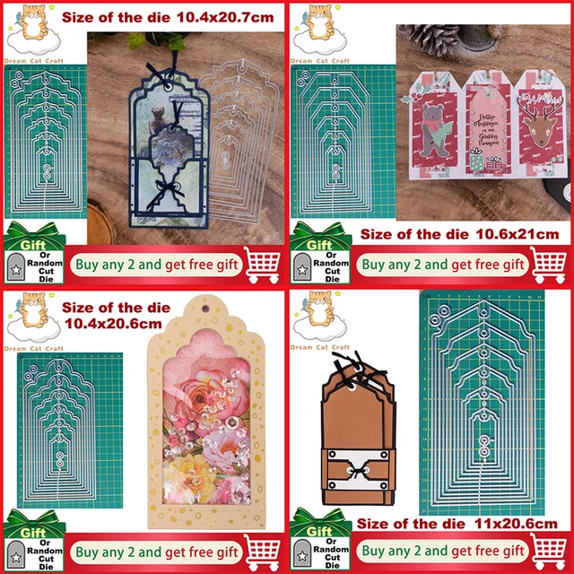 6szt Tagi Wielowarstwowe Etykiety Metalowe Wykrojniki Szablony DIY do Scrapbookingu Kartki Papierowe Rękodzieło Wytłaczanie Wykrojniki Wytłaczane Wykrojniki
