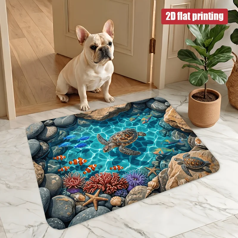 Boost Coastal Home Vibe Household Entryway Scene Non Slip Front Porch Doormat Gorgeous Ocean Marine Creature Artwork