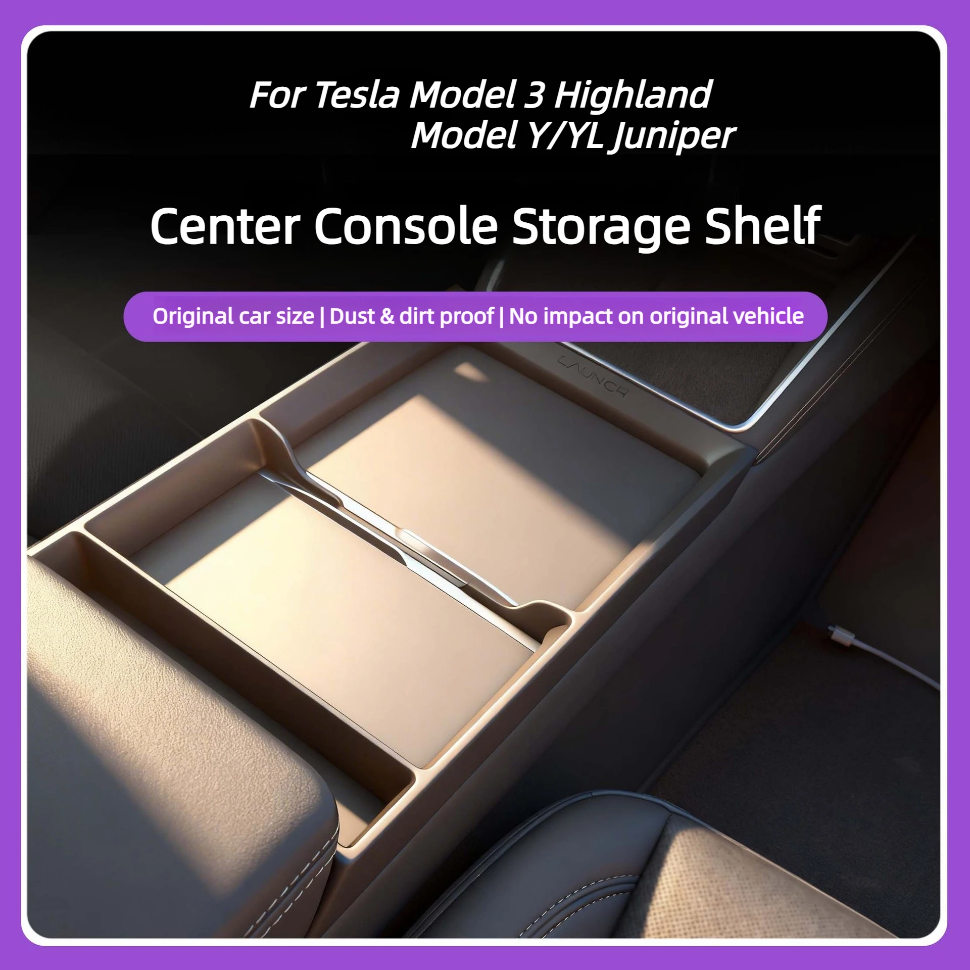 2026 New Upgrade Fixable Center Console Storage Shelf for Tesla Model 3 Highland Mode Y YL Juniper,Fixed Center Panel Frame