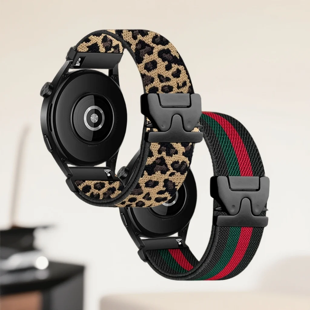 Correa de paracaídas para Garmin Forerunner 255 255S 265 265S banda de nailon de leopardo reemplazo para Garmin Venu4/vivoactive6/Instinct 3