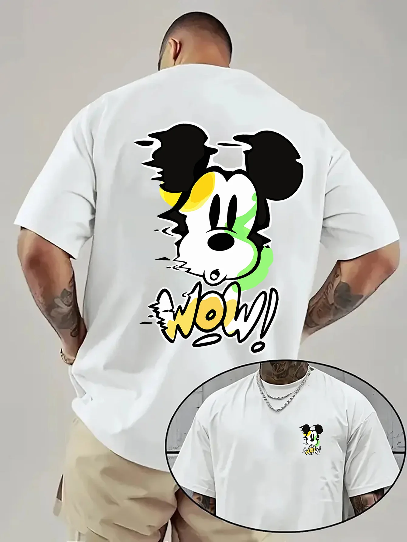 

Новая модель футболки с изображением Микки Диснея, стильная одежда, одежда на все времена года, оверсайз, унисекс, хлопковая, для пар, высокое качество, популярный товар.