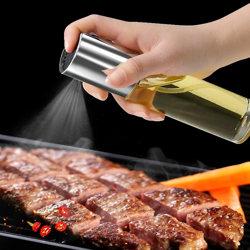 Glass Spray Bottle Kitchen Tool Spray Oiler Seasoning Condiment Bottle Pump Oil Pot Leak-proof Grill Cook Sprayer Oil Dispenser