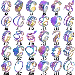 Rainbow Color Stainless Steel Rings For Women Men Accessories Punk Hollow Geometric Snake Ring Fashion Jewelry Adjustable Bague