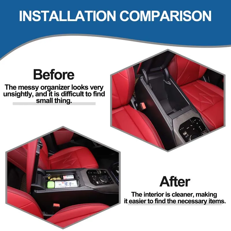 ABS أسود لسيارات BMW X3 G45 2025 + صندوق درابزين التحكم المركزي للسيارة صندوق تخزين صينية الهاتف المحمول ملحقات السيارة الداخلية #3