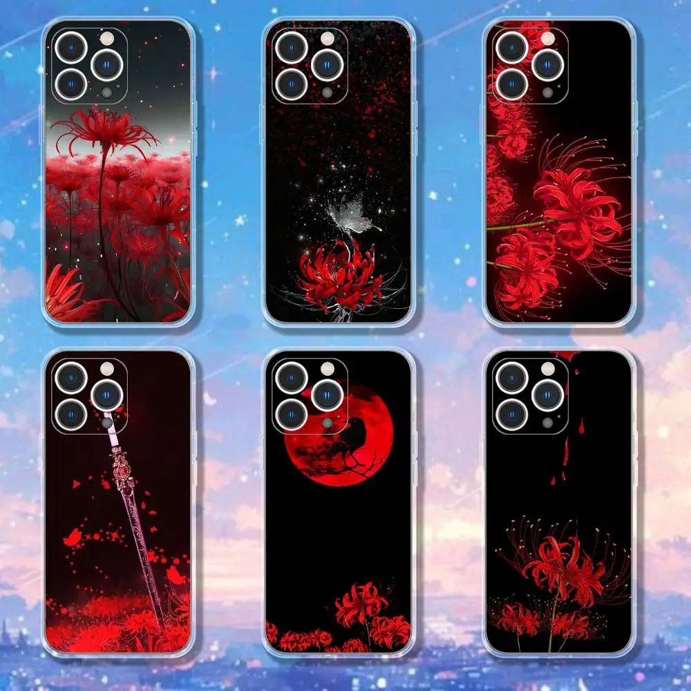 

red spider lily Phone Case For iPhone 17,16,15,14,13,12,11 Pro,Max,Plus,X,XS,XR,SE4,E Mini Transparent Soft Cover