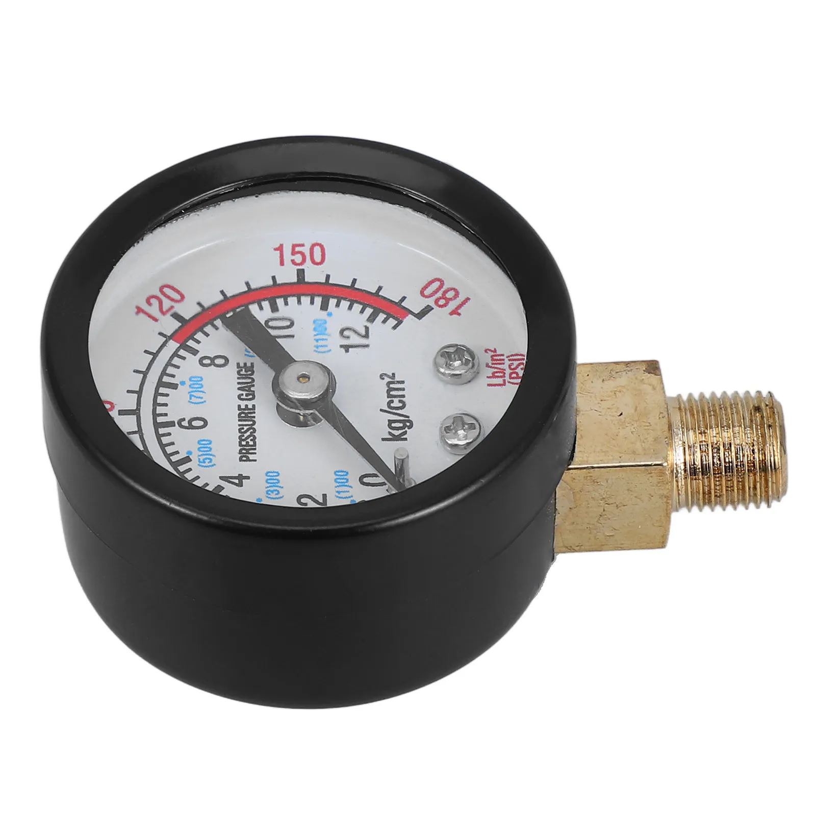 Manômetro de Pressão Vertical Radial de 0-12Kg, Alta Precisão, Resistente às Intempéries, com Suporte Traseiro para Compressores de Ar