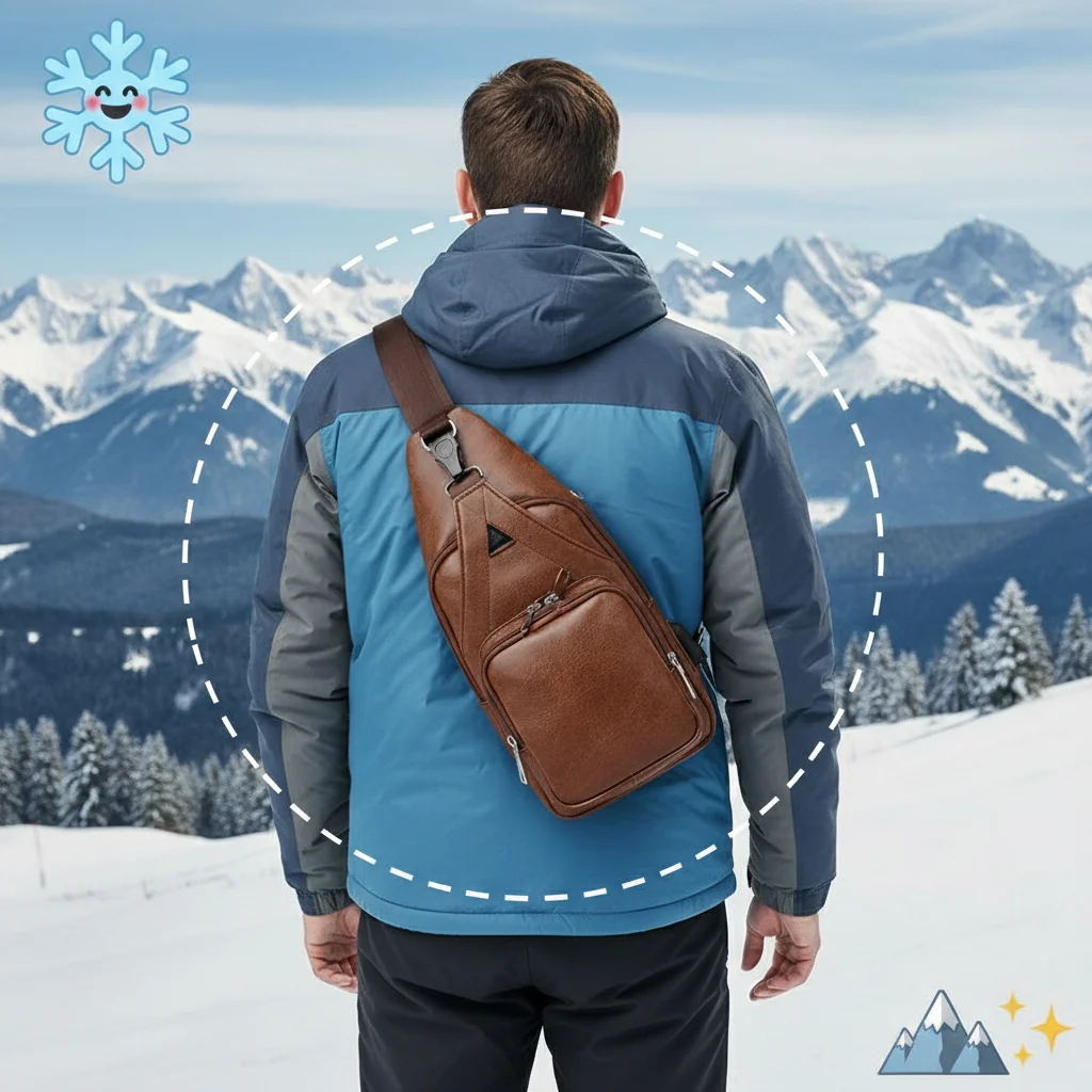 Simple and Fashionable Casual Solid Color PU Multifunctional USB Charging Zipper MEN'S Chest Bag Crossbody Bag for Commuting