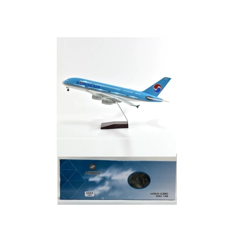 

New Plane Model A380 Korea Airline Airplane Model Airbus 380 Resin Aircraft with Light & wheel Landing Gears Collected Decoratio