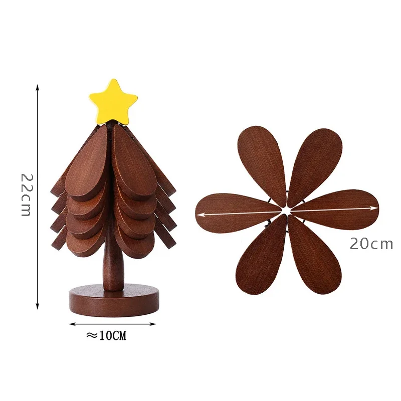 Kitchen Insulation Mat Christmas Tree Shaped Solid Wood Dining Table Anti Scalding Coasters Creative Pot Mat Home Decoration