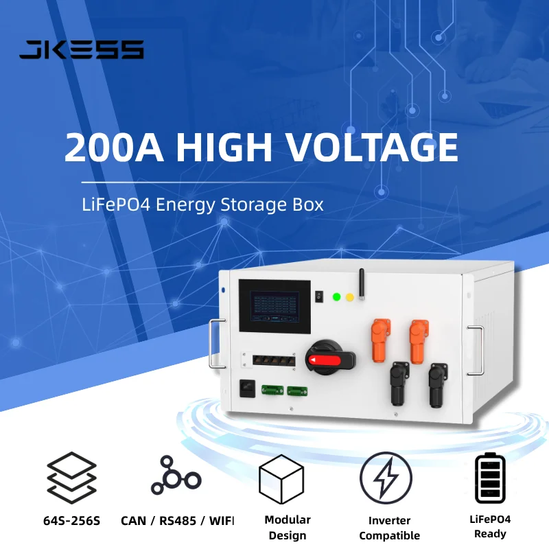 JKESS EU stocks 200A High Voltage Box BCU with Active Balance BMS and 4.3 LCD for LiFePO4 ESS Solar Energy Storage System