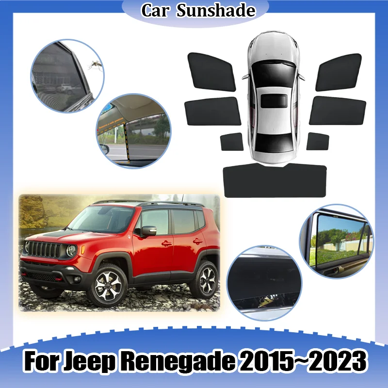 

Солнцезащитный козырек для Jeep Renegade 2015-2023, сетчатые солнцезащитные шторки, защита от УФ-излучения, теплоизоляция, автомобильные аксессуары
