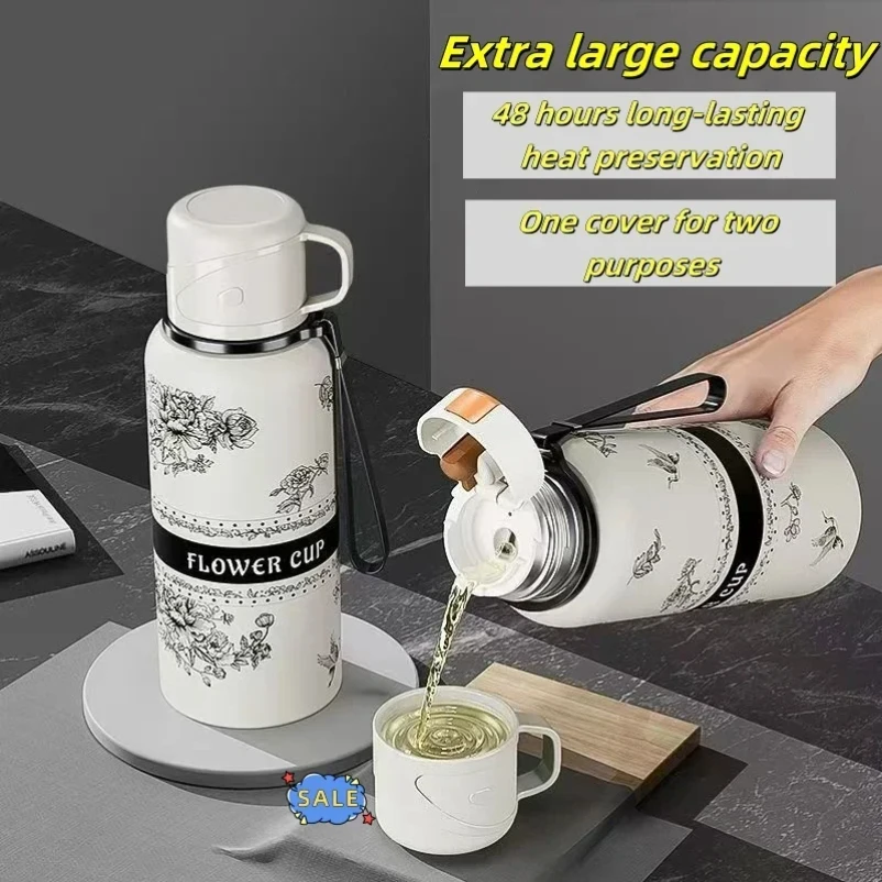 New 316 stainless steel gardenia thermos cup large-capacity sports kettle for making tea high-looking portable water cup