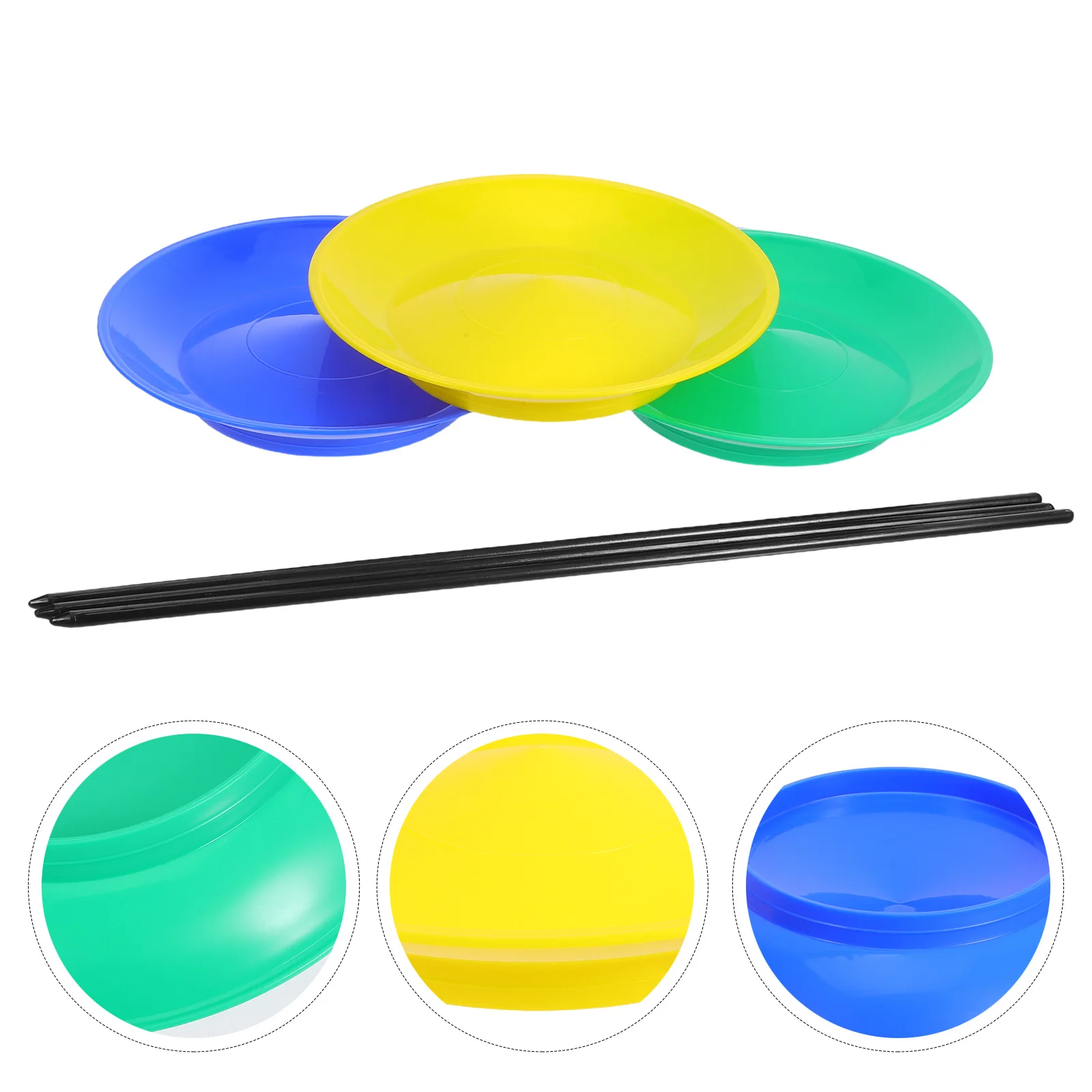 

3 set Circus Juggling Plates Set Plastic Rotating Discs With Hand Sticks For Balancing Skills Street Performance Sensory